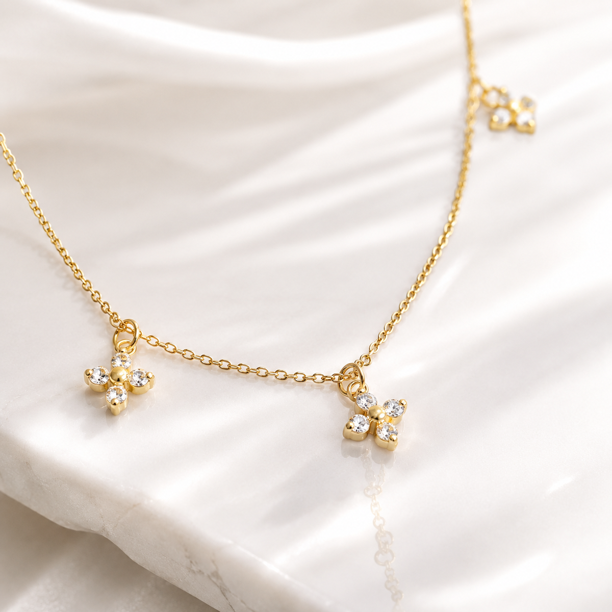 Floral CZ Pendant Necklace – product image 3