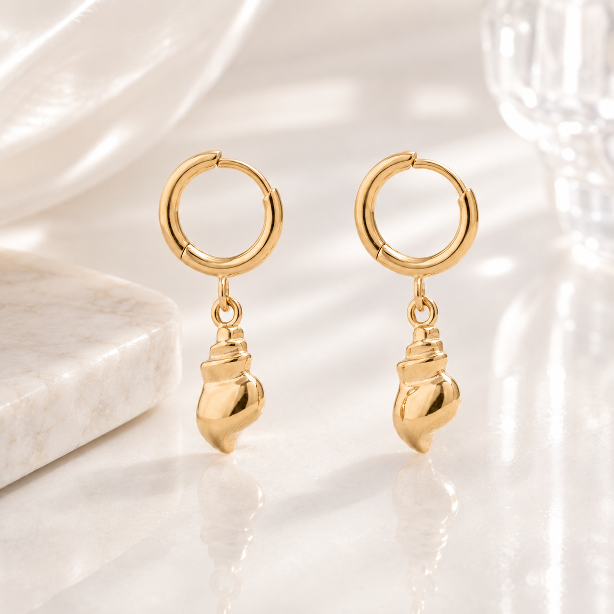 Conch Shell Huggie Earrings – product image 1
