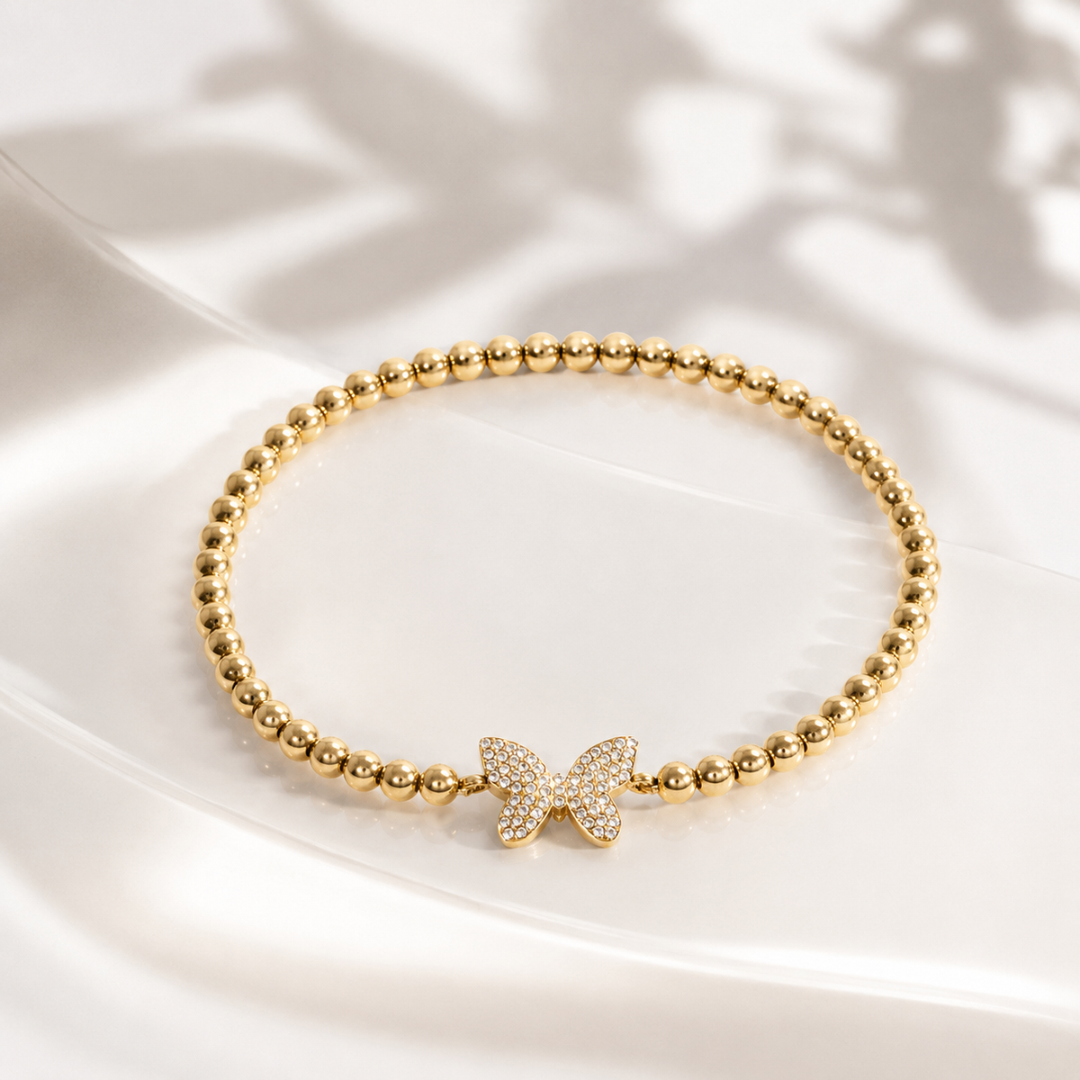 Butterfly Beaded Stretch Bracelet – product image 1
