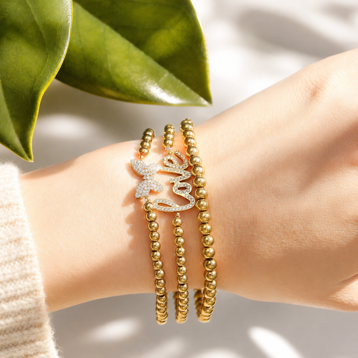 Butterfly Beaded Stretch Bracelet – product image 2