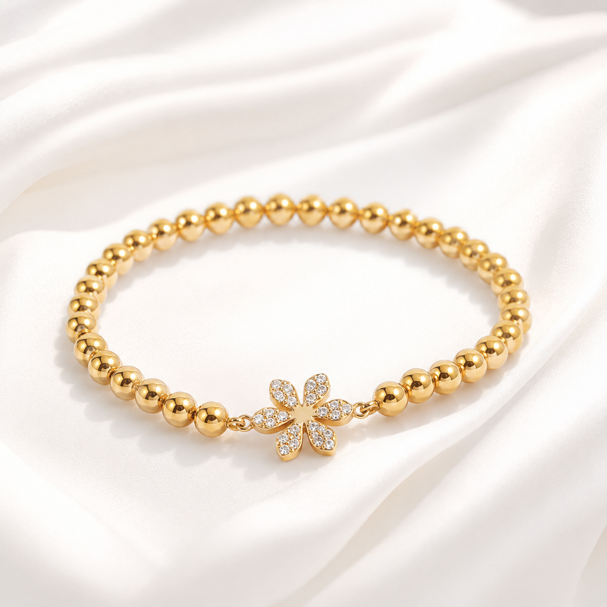 Flower Beaded Stretch Bracelet – product image 1