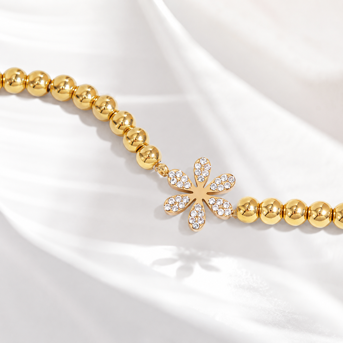 Flower Beaded Stretch Bracelet – product image 2