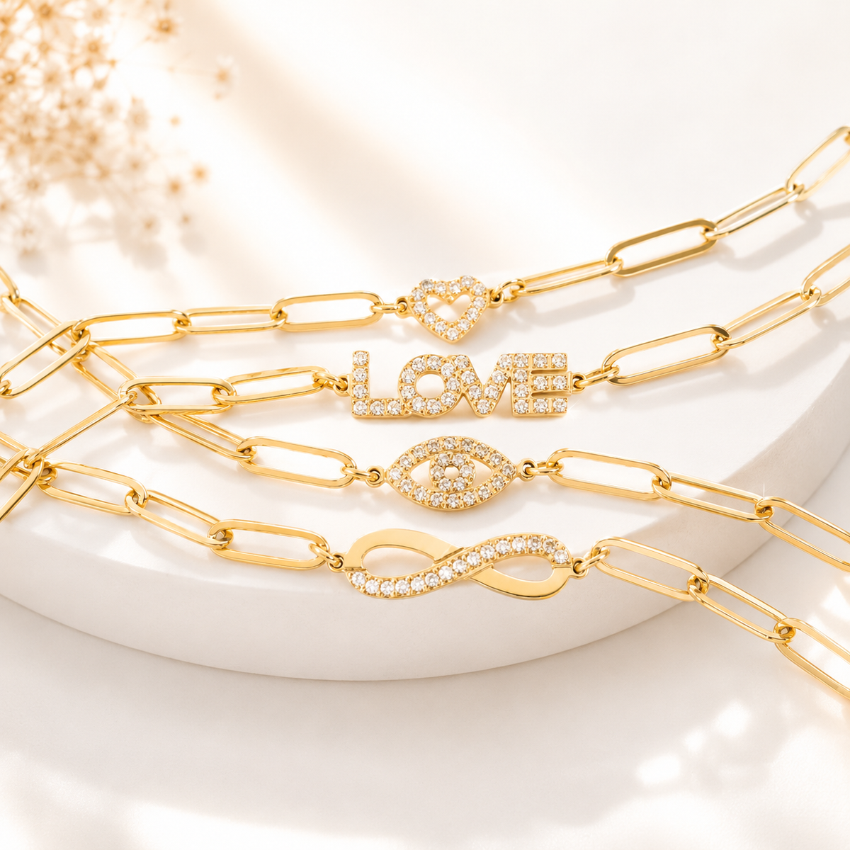 CZ Love Paperclip Chain Bracelet – product image 4