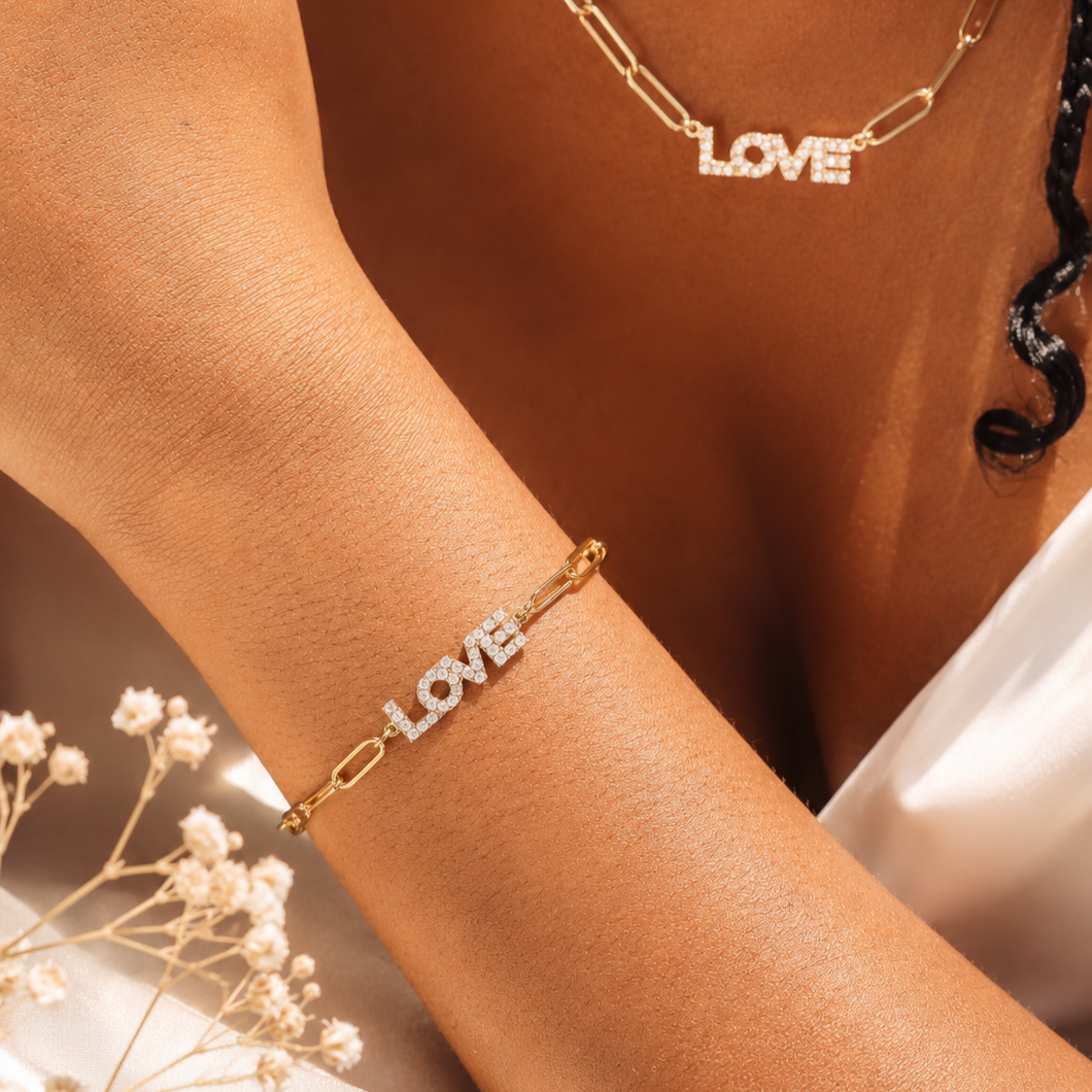 CZ Love Paperclip Chain Bracelet – product image 2