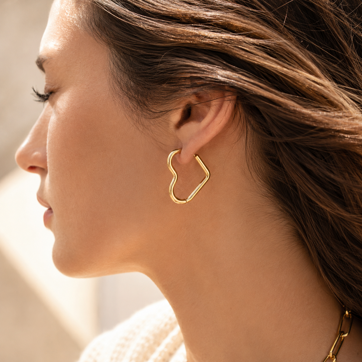 Heart Huggie Hoop Earrings – product image 3
