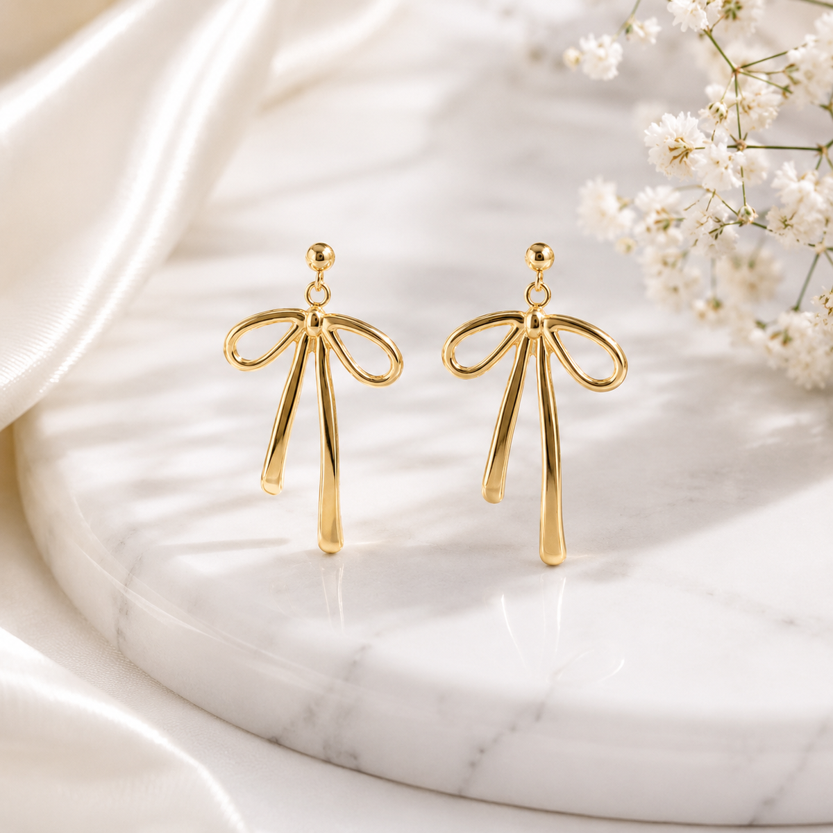 Ribbon Bow Drop Earrings – product image 1