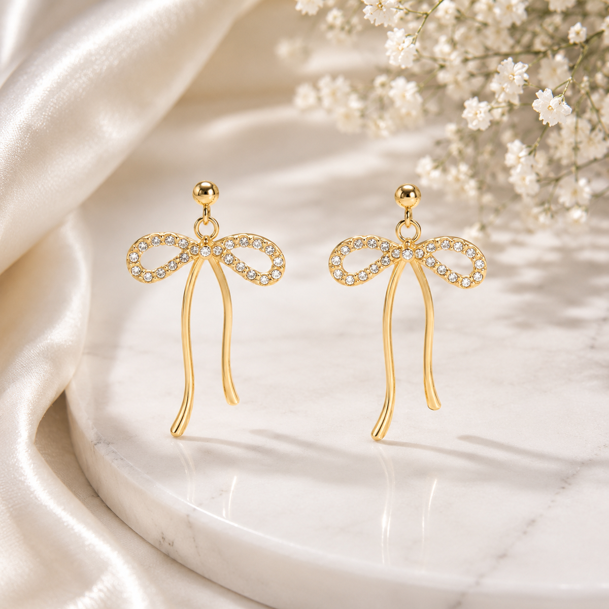 Ribbon Bow Stud Earrings – product image 1