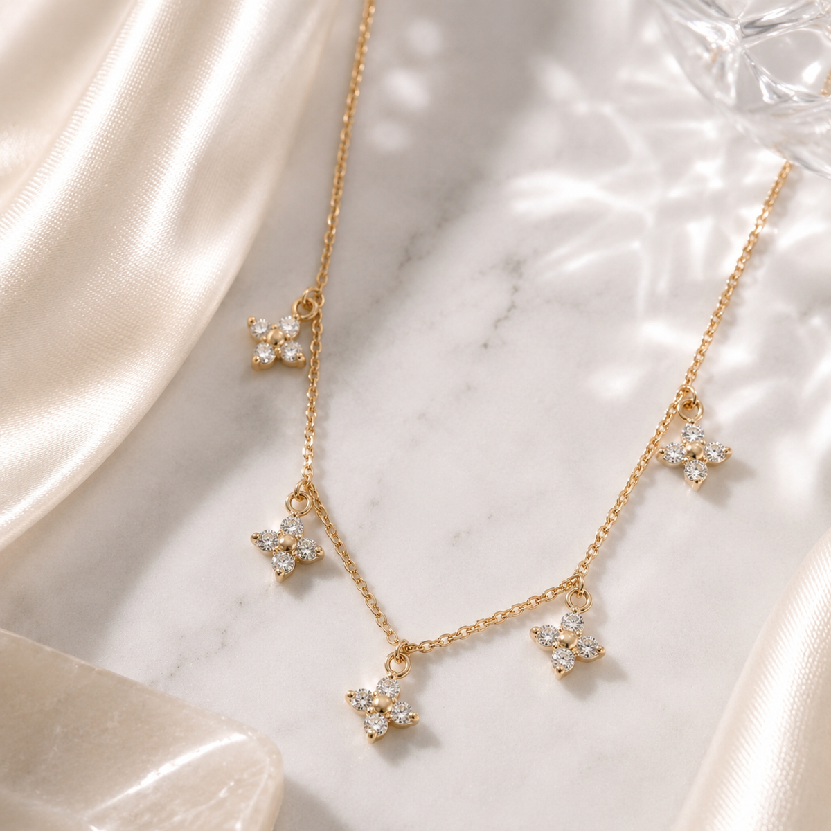 Floral CZ Pendant Necklace – product image 1