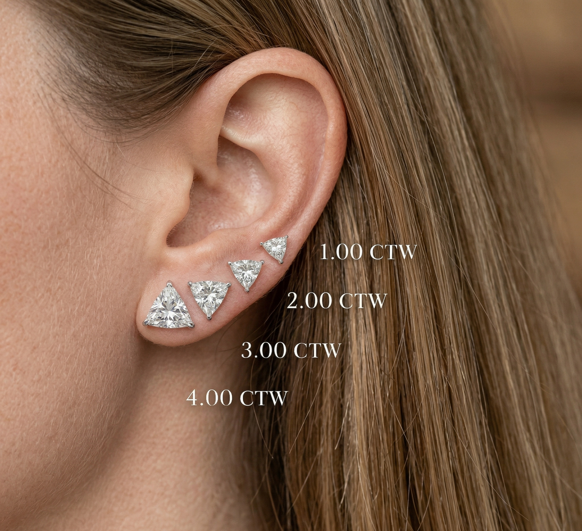 Trilliant Cut Lab Diamond Stud Earrings – product image 7