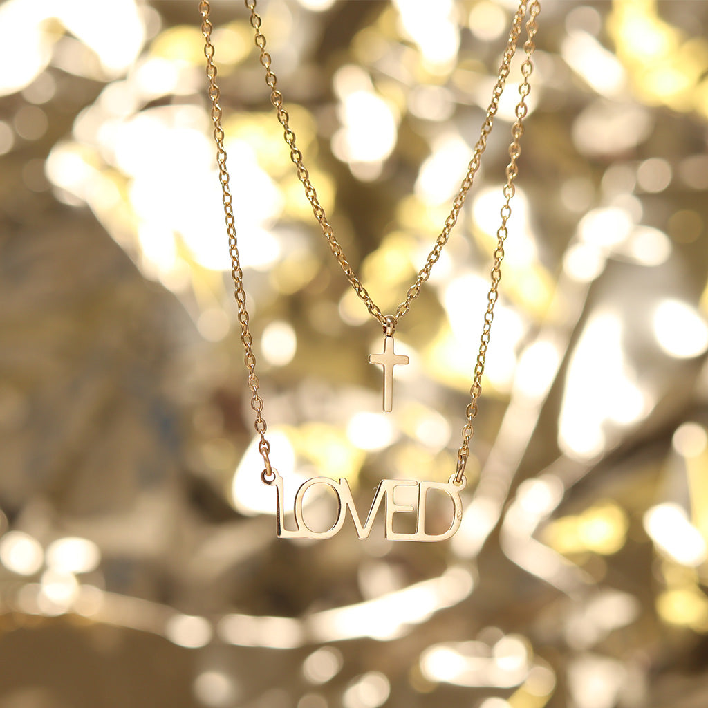 Layered Cross & Love Necklace – product image 5