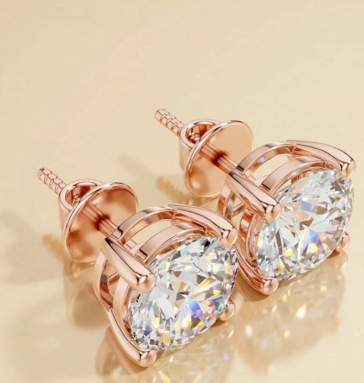 Round Lab Diamond Stud Earrings 4-Prong – product image 6