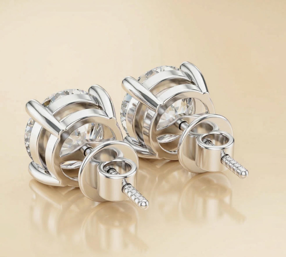 Round Lab Diamond Stud Earrings 4-Prong – product image 9