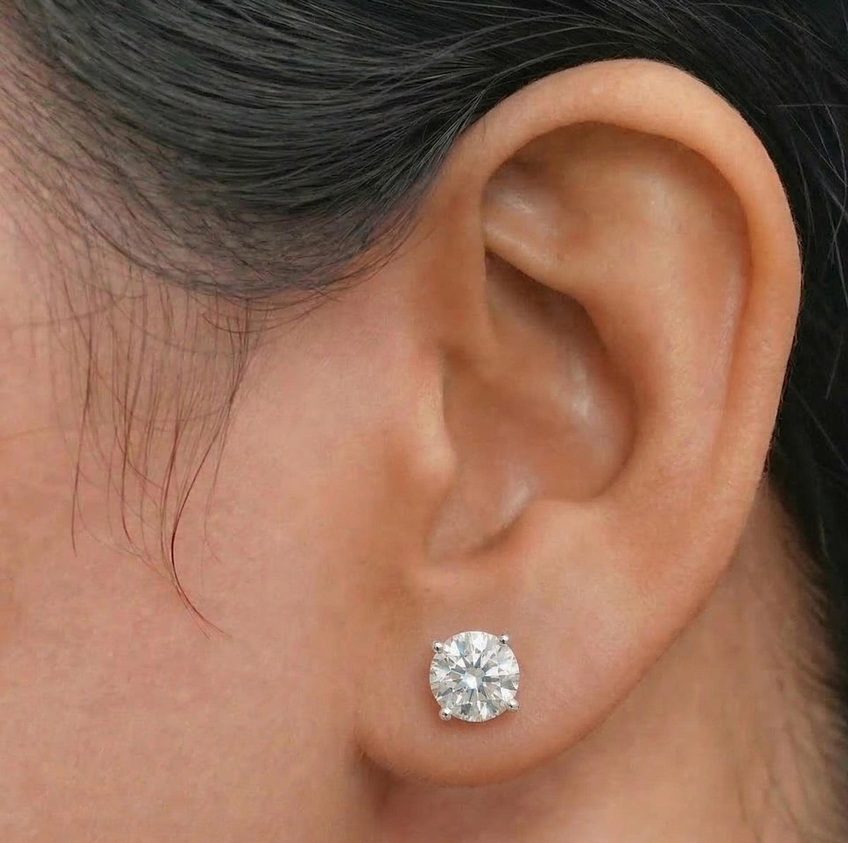 Round Lab Diamond Stud Earrings 4-Prong – product image 10