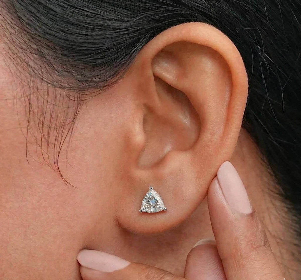 Trilliant Cut Lab Diamond Stud Earrings – product image 5