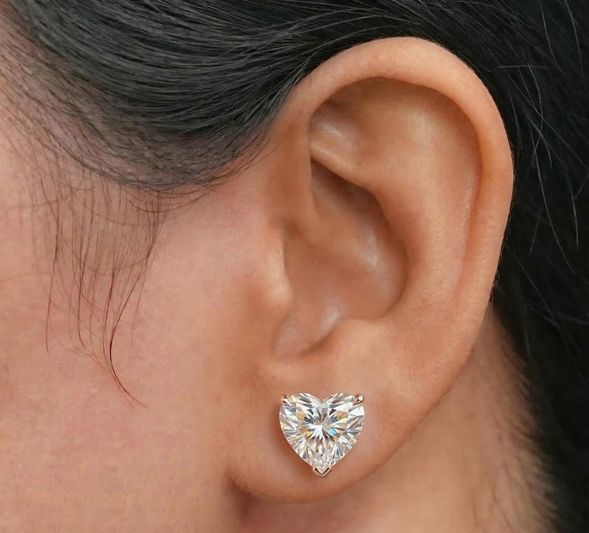 Heart Lab Diamond Stud Earrings – product image 3