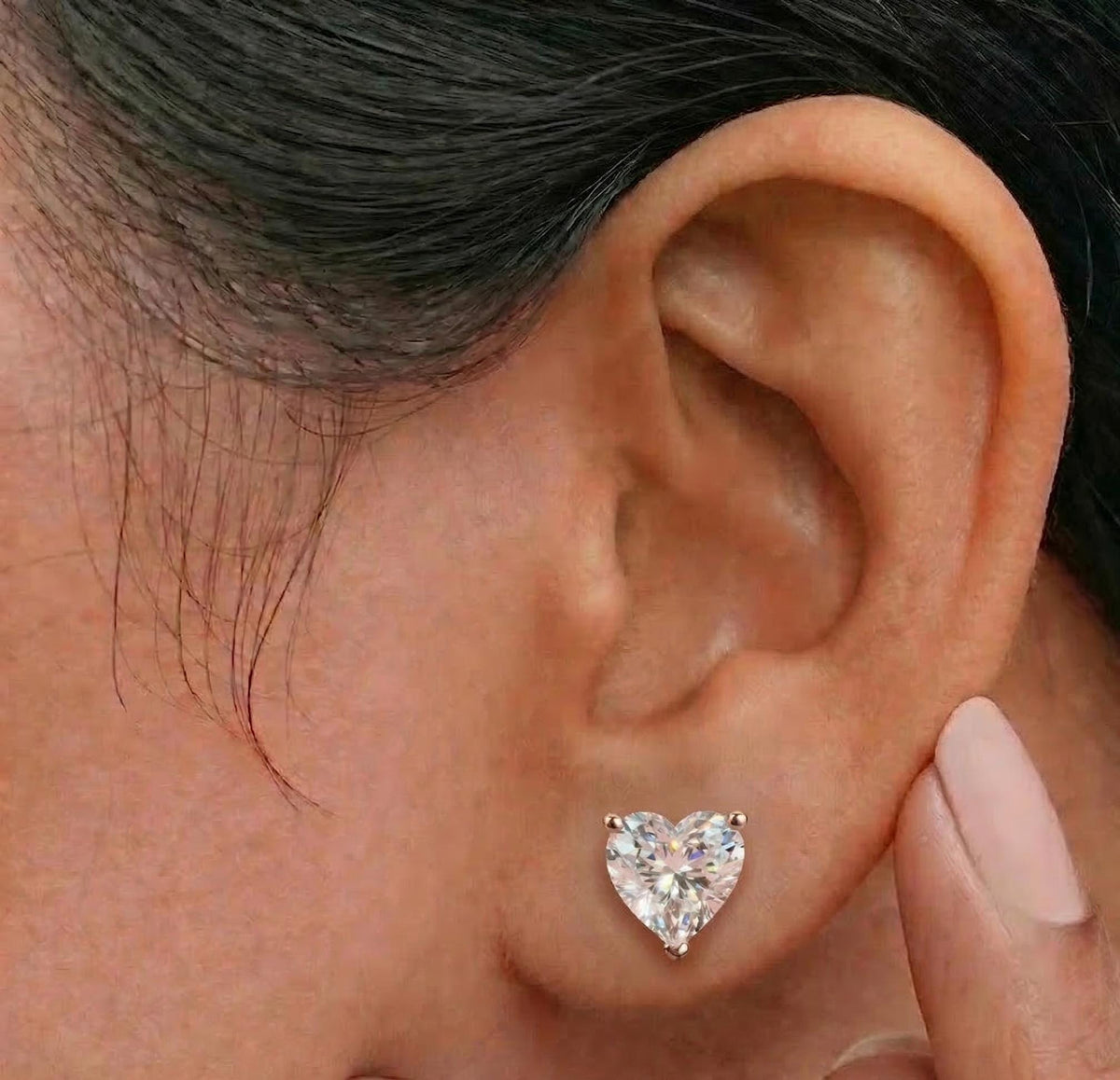 Heart Lab Diamond Stud Earrings – product image 5