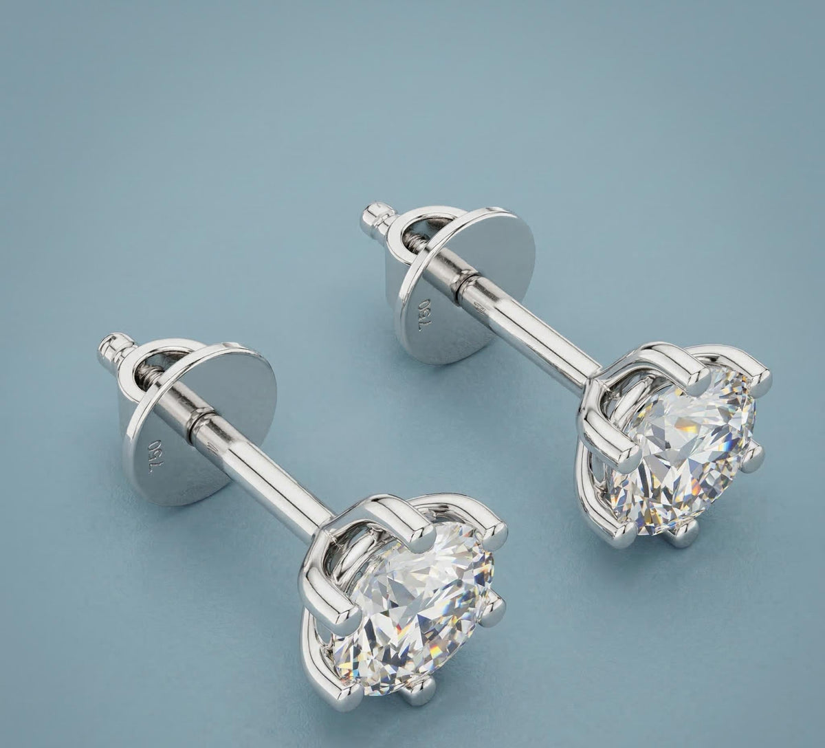 Round Lab Diamond Stud Earrings 6-Prong – product image 4
