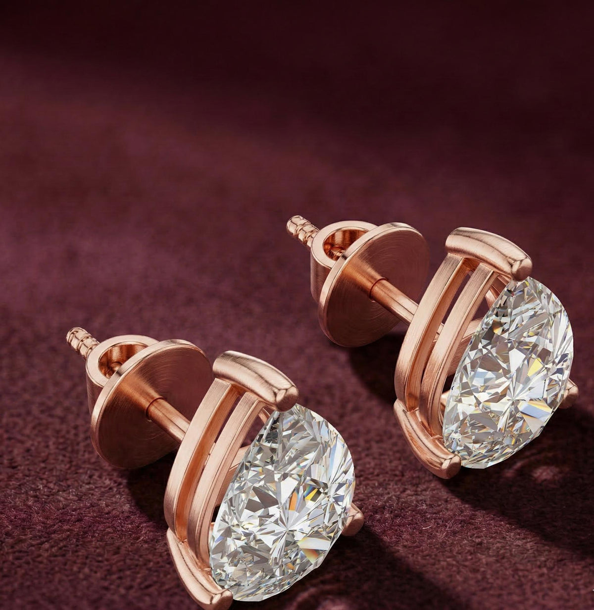 Pear Lab Diamond Stud Earrings – product image 2