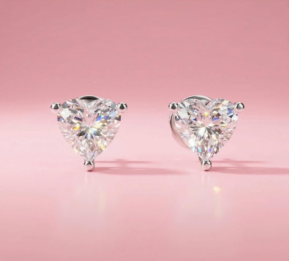 Heart Lab Diamond Stud Earrings – product image 2
