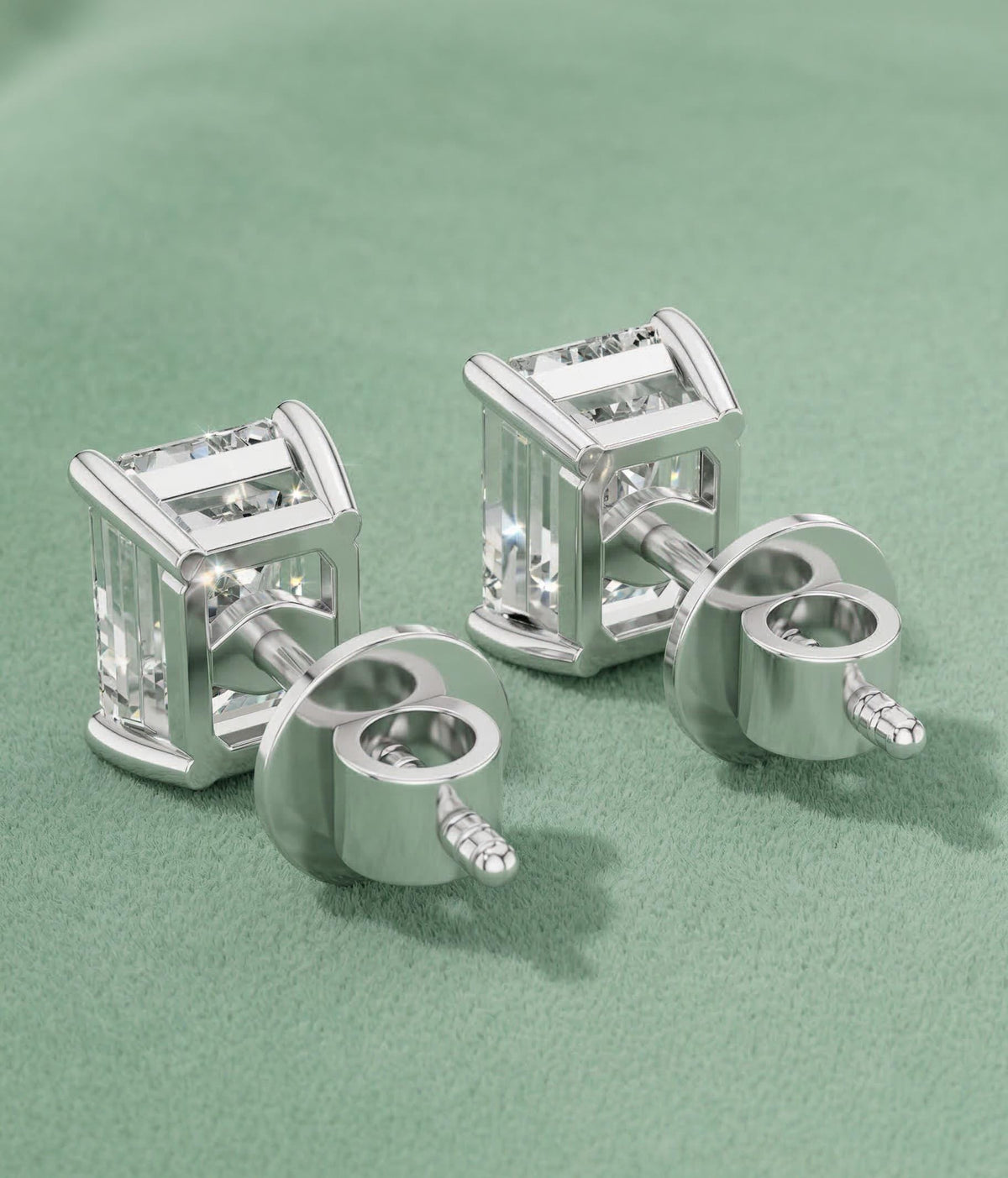 Emerald Cut Lab Diamond Stud Earrings – product image 6