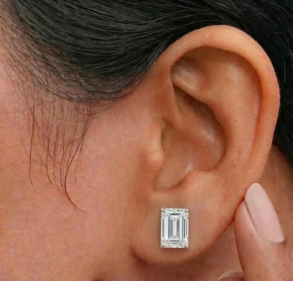 Emerald Cut Lab Diamond Stud Earrings – product image 5