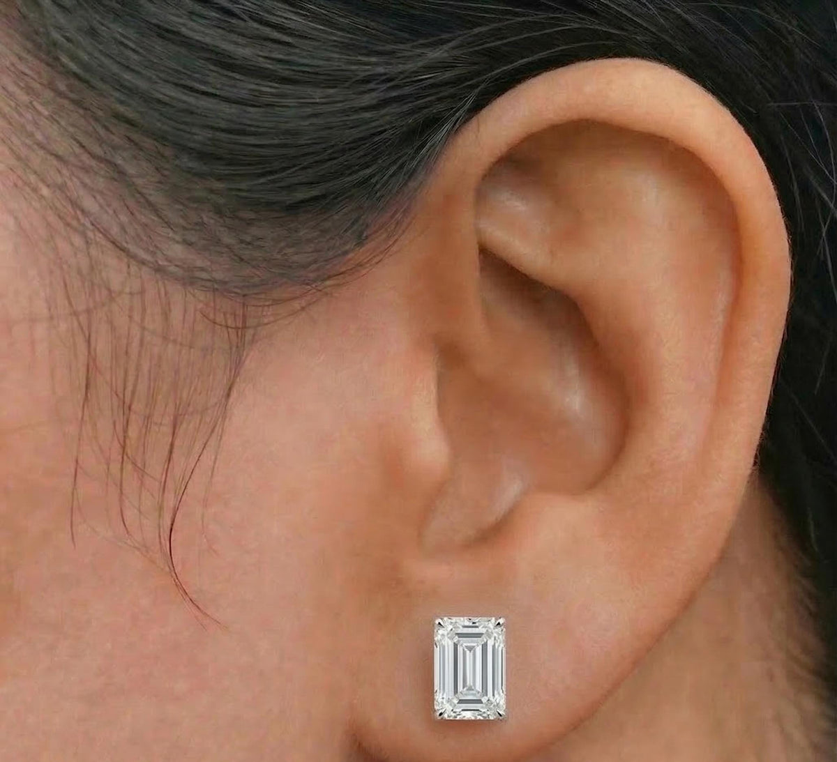 Emerald Cut Lab Diamond Stud Earrings – product image 3