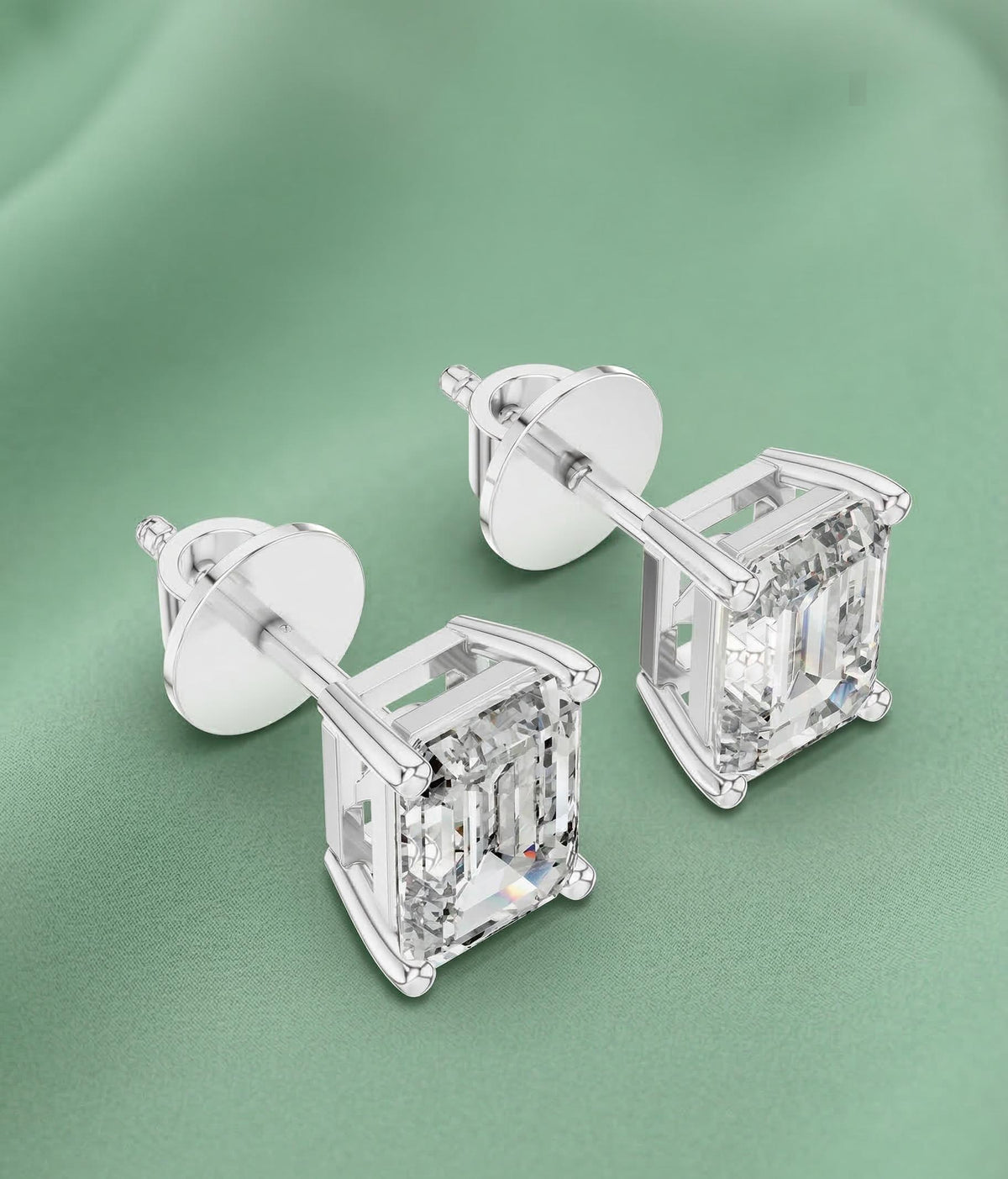 Emerald Cut Lab Diamond Stud Earrings – product image 4