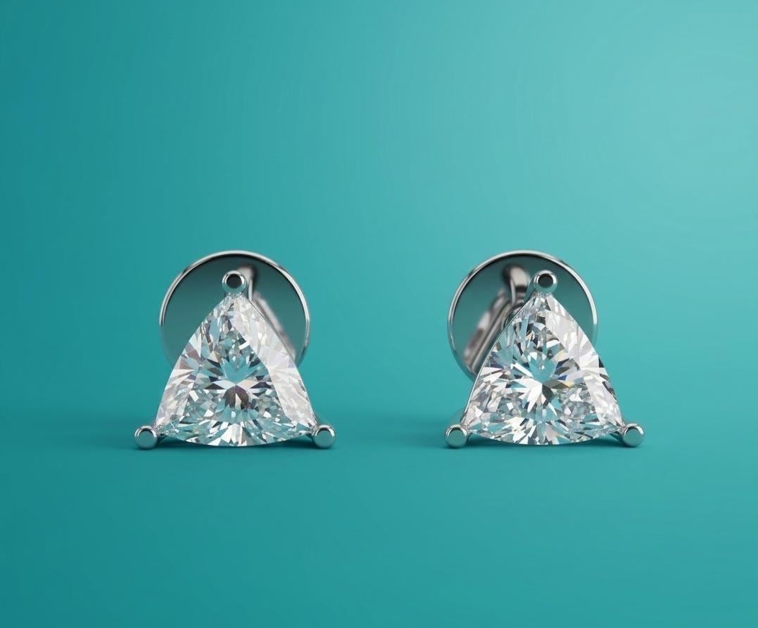 Trilliant Cut Lab Diamond Stud Earrings – product image 2