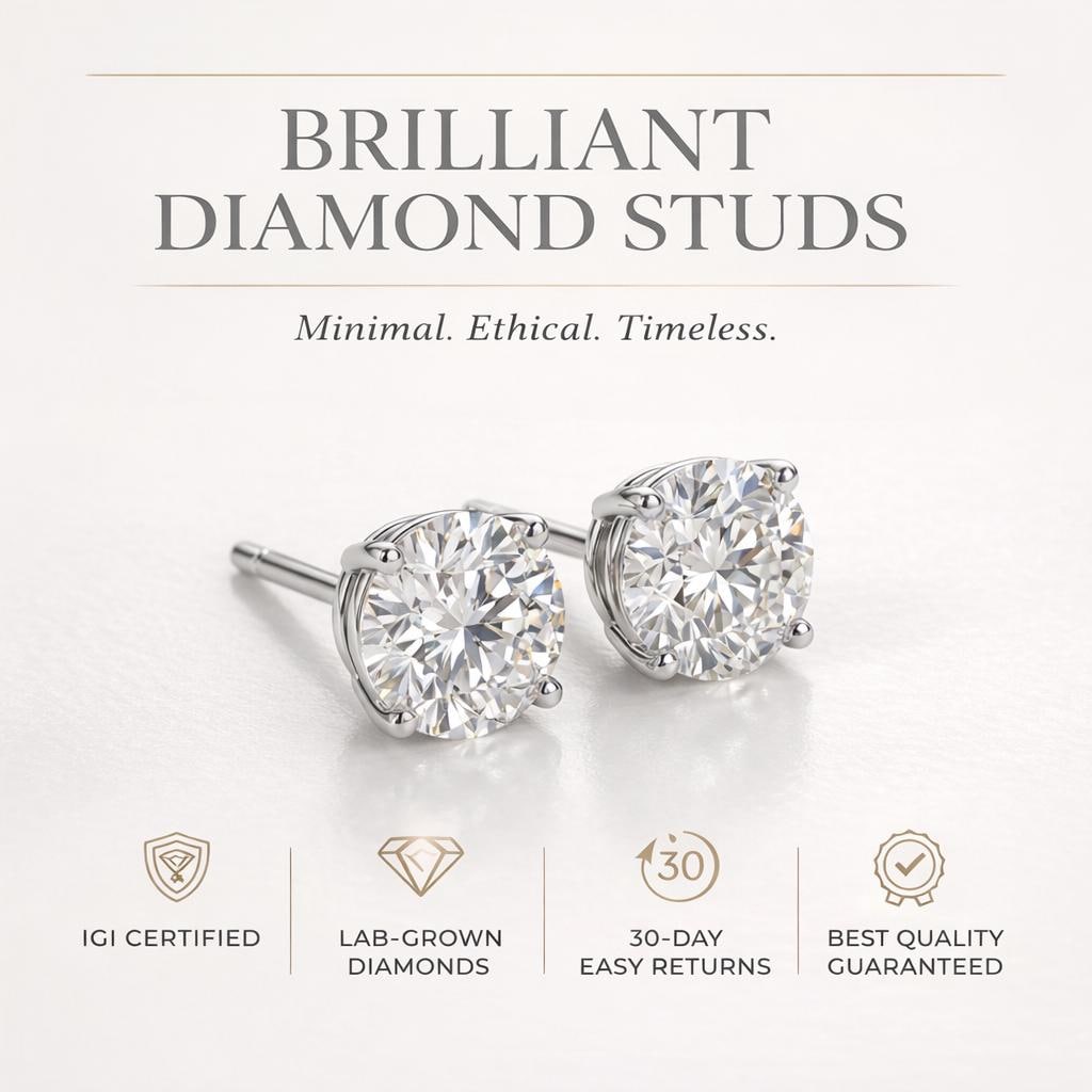 Heart Lab Diamond Stud Earrings – product image 9