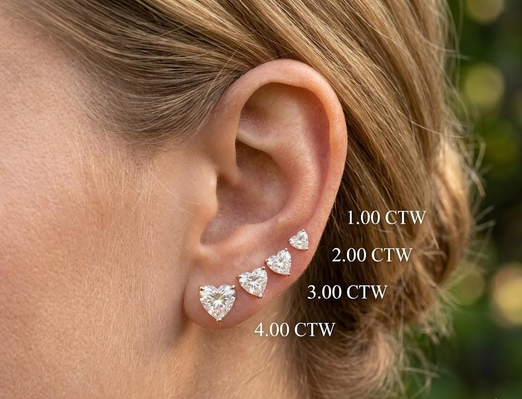 Heart Lab Diamond Stud Earrings – product image 7