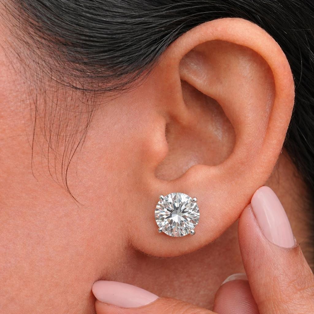 Portuguese Cut Lab Diamond Stud Earrings – product image 3