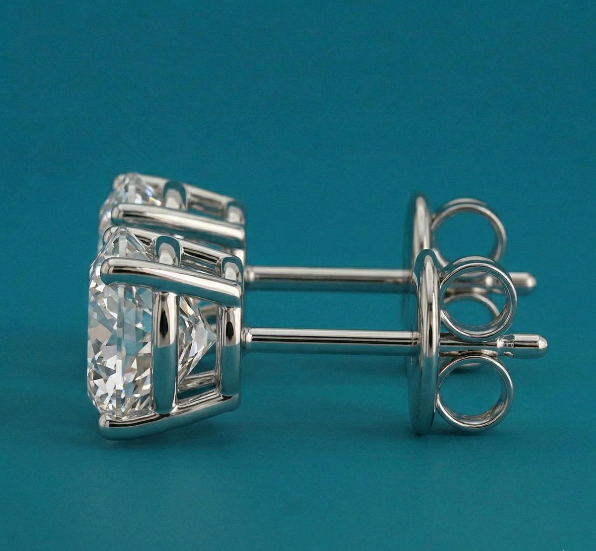 Portuguese Cut Lab Diamond Stud Earrings – product image 4