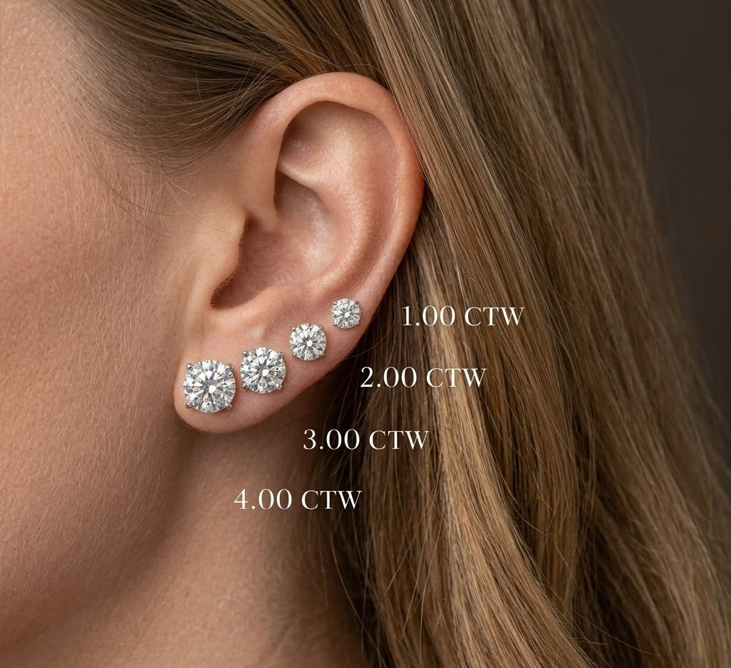 Round Lab Diamond Stud Earrings 4-Prong – product image 11